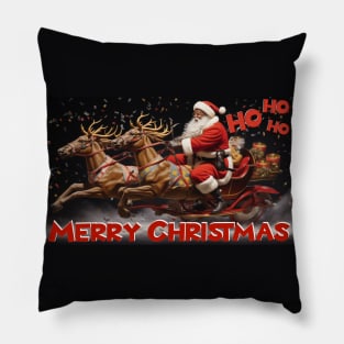 Santa Claus on 3-Wheel Wagon Pillow