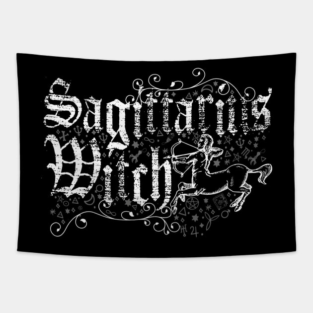 Sagittarius Zodiac sign Witch craft vintage distressed Horoscope Tapestry by Nemons