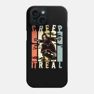 Creep It Real Spooky Halloween Grim Reaper Skateboarding Skater Phone Case