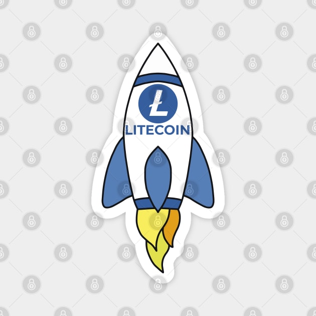 Litecoin To The Moon Rocket Magnet by DiegoCarvalho