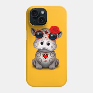 Red Day of the Dead Baby Hippo Phone Case
