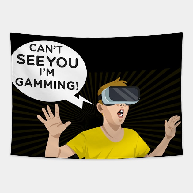 funny headset cant see you im gaming Tapestry by Pannolinno