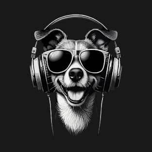 funny music lover happy dog T-Shirt