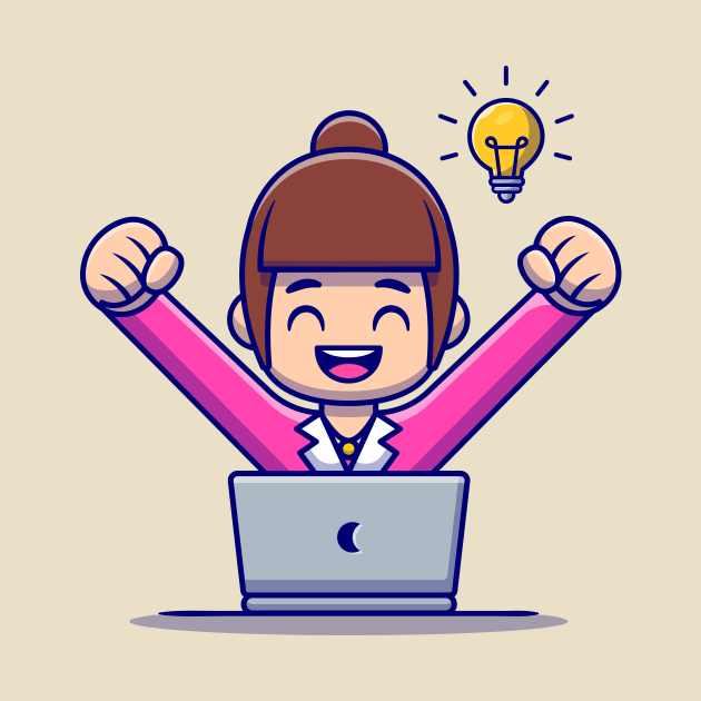 Happy Woman Employee With Laptop by Catalyst Labs