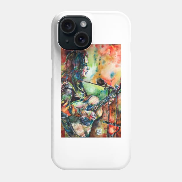 JOAN BAEZ - watercolor portrait .1 Phone Case by lautir