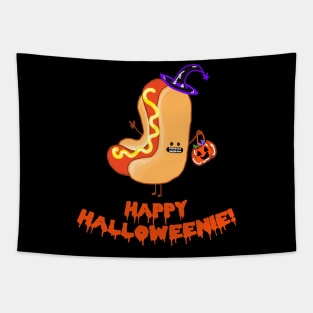 Happy Halloweenie Hot Dog Tapestry