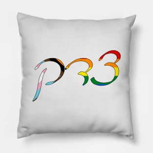 Tsedek - Justice (Ashkenazi cursive, Progress Pride colors) Pillow