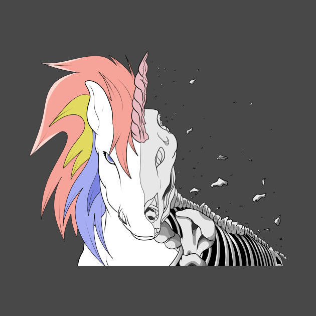 rainbow unicorn skeleton by ZedWolf