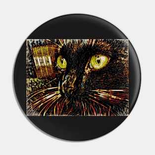 Black Cat Abstract Art Pin