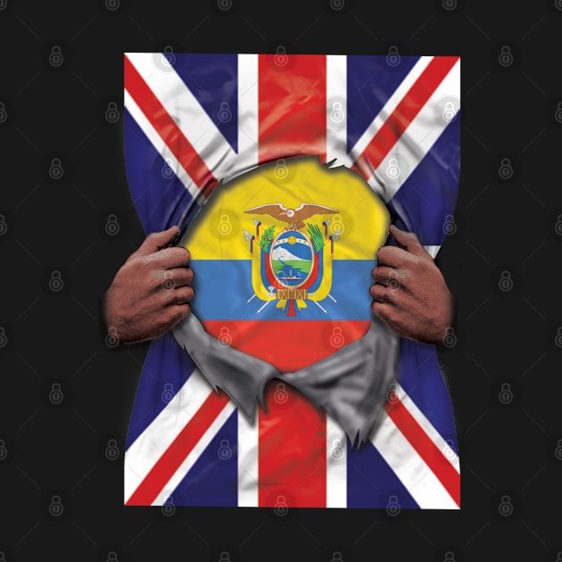 Ecuador Flag Great Britain Flag Ripped - Gift for Ecuadorian From Ecuador by Country Flags