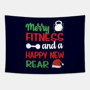 Merry Fitness And A Happy New Year Funny Christmas Workout Tapestry