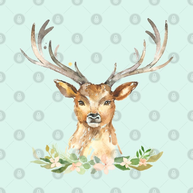 Cute deer with flowers by Jenmag