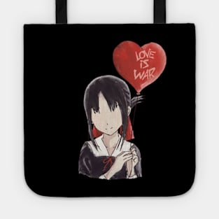 Kaguya sama Kaguya shinomiya holding a heart-shaped red balloon with text on it in an aesthetic watercolor art Tote