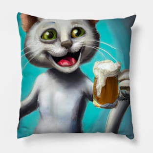 Happy Cat with Beer Pillow