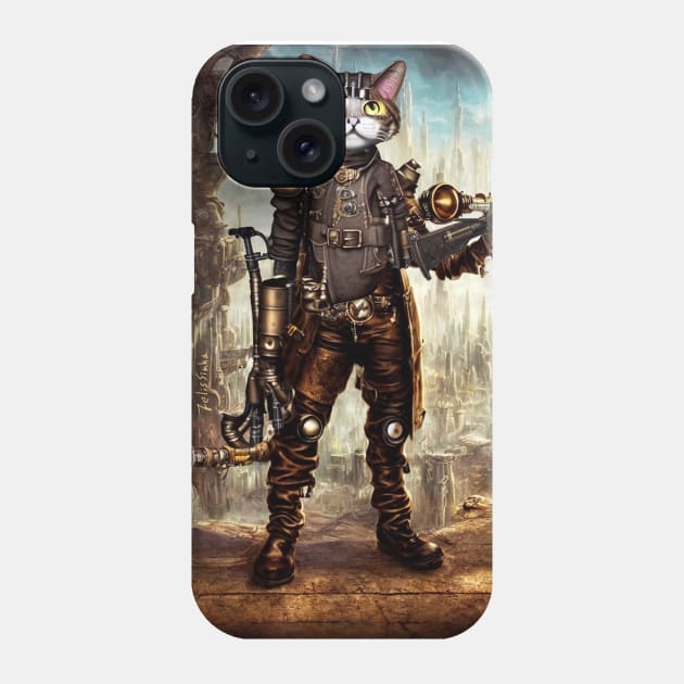 Steampunk Pirate Cat With Fantasy Rifle Phone Case by FelisSimha