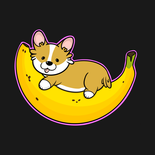 Cute Corgi Laying On Banana by IhateDumplings