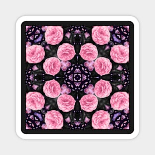 Crystal Hearts and Flowers Valentines Kaleidoscope pattern (Seamless) 6 Magnet