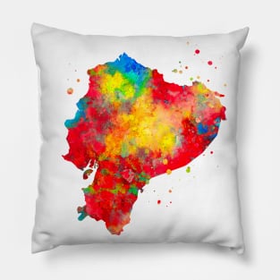 Ecuador Map Watercolor Painting Pillow