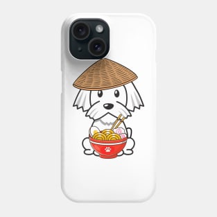 Funny white dog is eating noodles Phone Case