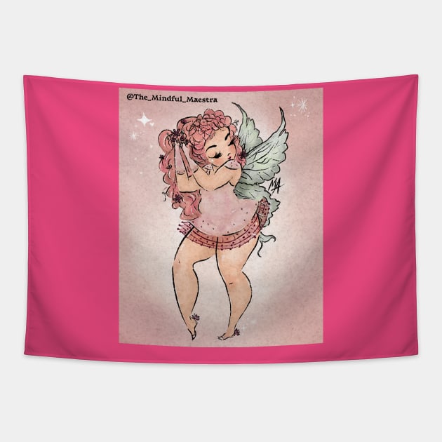 Vintage Cherub Fairy (option with background) Tapestry by The Mindful Maestra