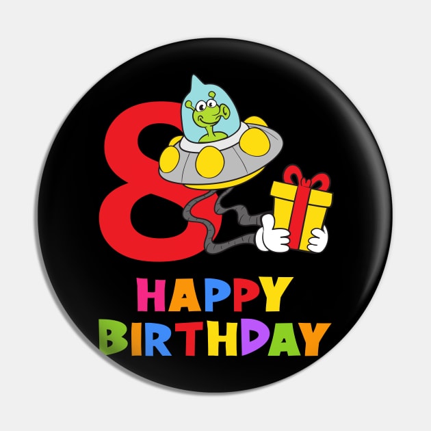 8th Birthday Party 8 Year Old Eight Years Pin by KidsBirthdayPartyShirts