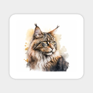 Maine Coon Cat Watercolour Painting Magnet