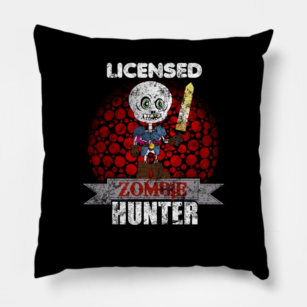 Vintage Licensed Zombie Hunter Skeleton Halloween Pillow by theperfectpresents