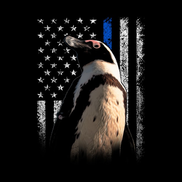 Penguin American Flag Ambassadors, Tee Triumph for Wildlife Admirers by Kevin Jones Art