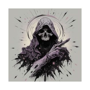Monochrome Illustration of Skull T-Shirt