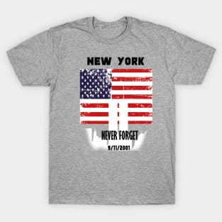 Never Forget 9/11 20th Anniversary FDNY Tee Shirt - 9/11 Memorial Print On  Back Shirt