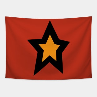 Gold Star Thick Black Line Tapestry
