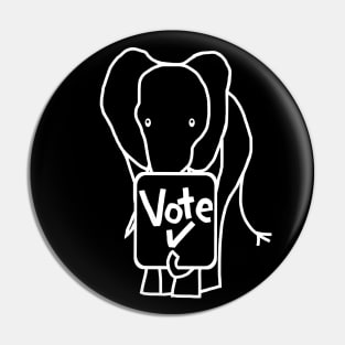 White Line Big Elephant Politics says Vote Pin