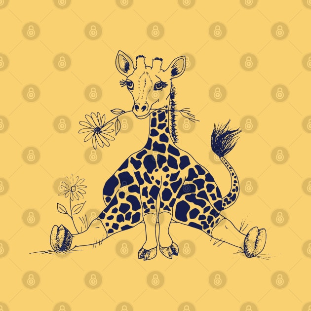 Cute Baby Giraffe with Flower in Mouth by NaturalDesign