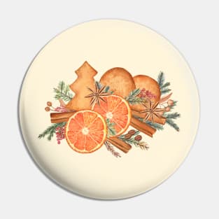 Gingerbread, spruce, oranges and spices composition Pin