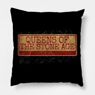 Aliska, text red gold retro Queens of the Stone Age red Pillow