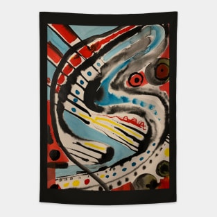 Abstract Design Red Blue Yellow Tapestry