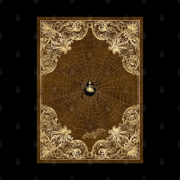 Ornate Gold Gilded Spider in Web - pagan, mystical, witchcraft, halloween by Wanderer Bat