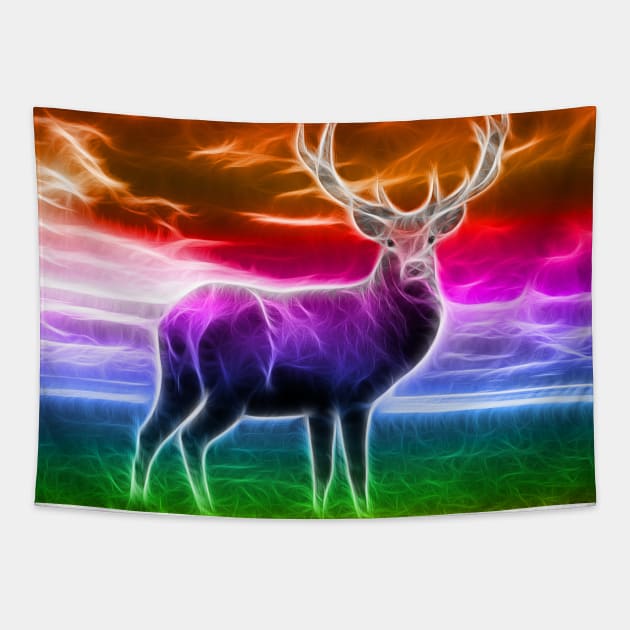 Deer fractal design Tapestry by Florin Tenica