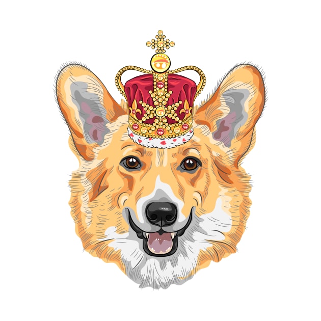 Pembroke Welsh corgi in gold crown by kavalenkava