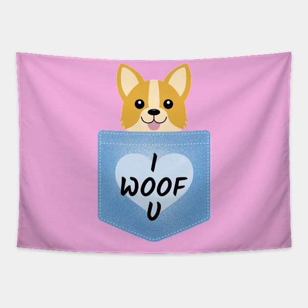 Woof Puppy Lover Cute Tapestry by Tip Top Tee's