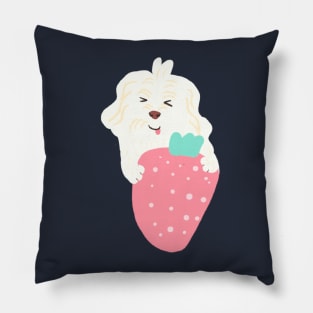 Strawberry Maltipoo Pillow