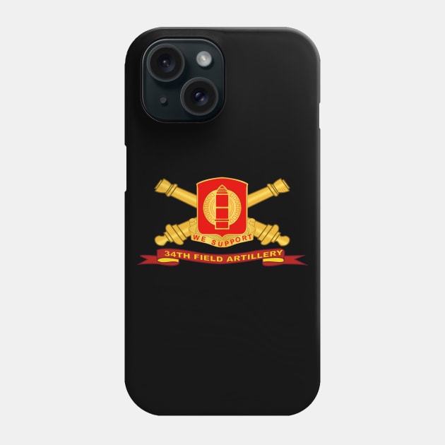 34th Field Artillery w Br - Ribbon Phone Case by twix123844