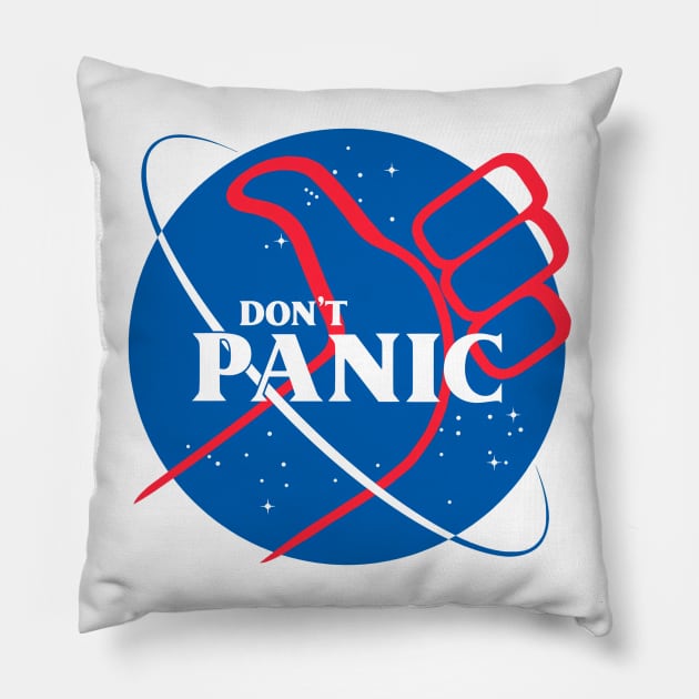 DON'T PANIC Pillow by artdrawingshop