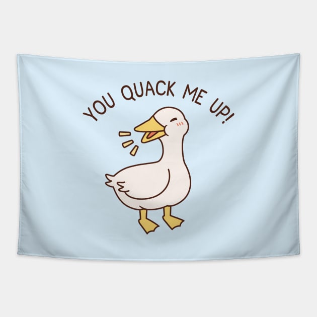 Cute Quacking Duck You Quack Me Up Tapestry by rustydoodle