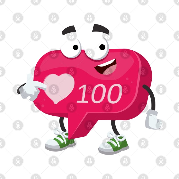 cartoon follower like Icon of social media notification, 100 likes mascot showing himself by VizRad