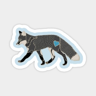 Fox Heart Blue Magnet