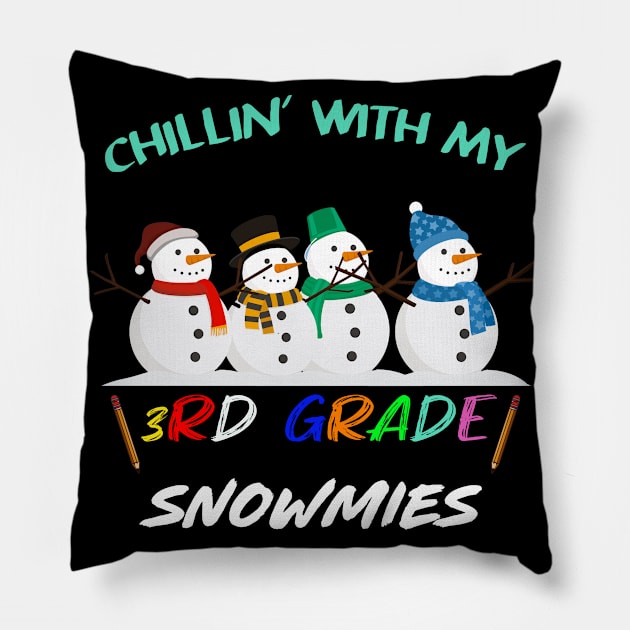 Funny Chillin with my Snomies Christmas Snowman Pillow by Flipodesigner