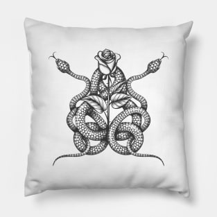 Two Snake and Rose Flower Pillow