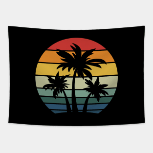 Retro 80s and 90s Beach Style Palm Trees with Sunset Tapestry