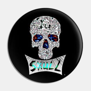 Retro skull, colourful skull. Pin